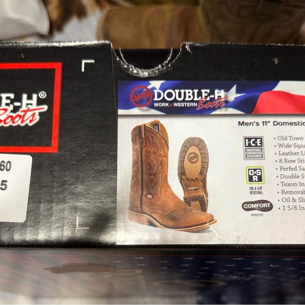 Double H Leather Boots with Black and Brown Accents